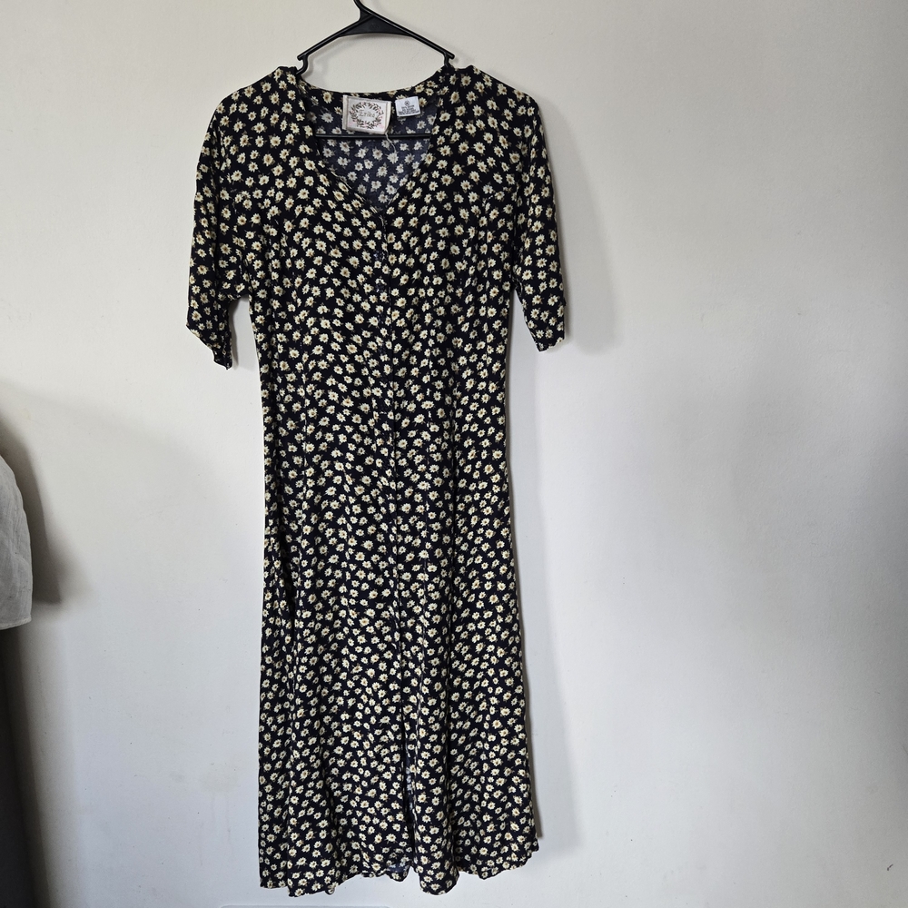 Erika Black and Cream Floral Dress